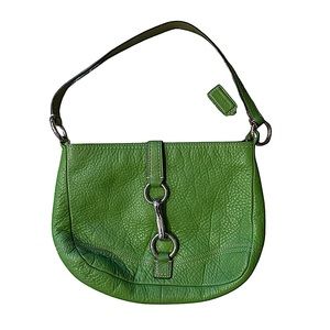 Coach Hamilton 2008 Pea Green Pebbled Leather Medium Hobo Satchel F13086